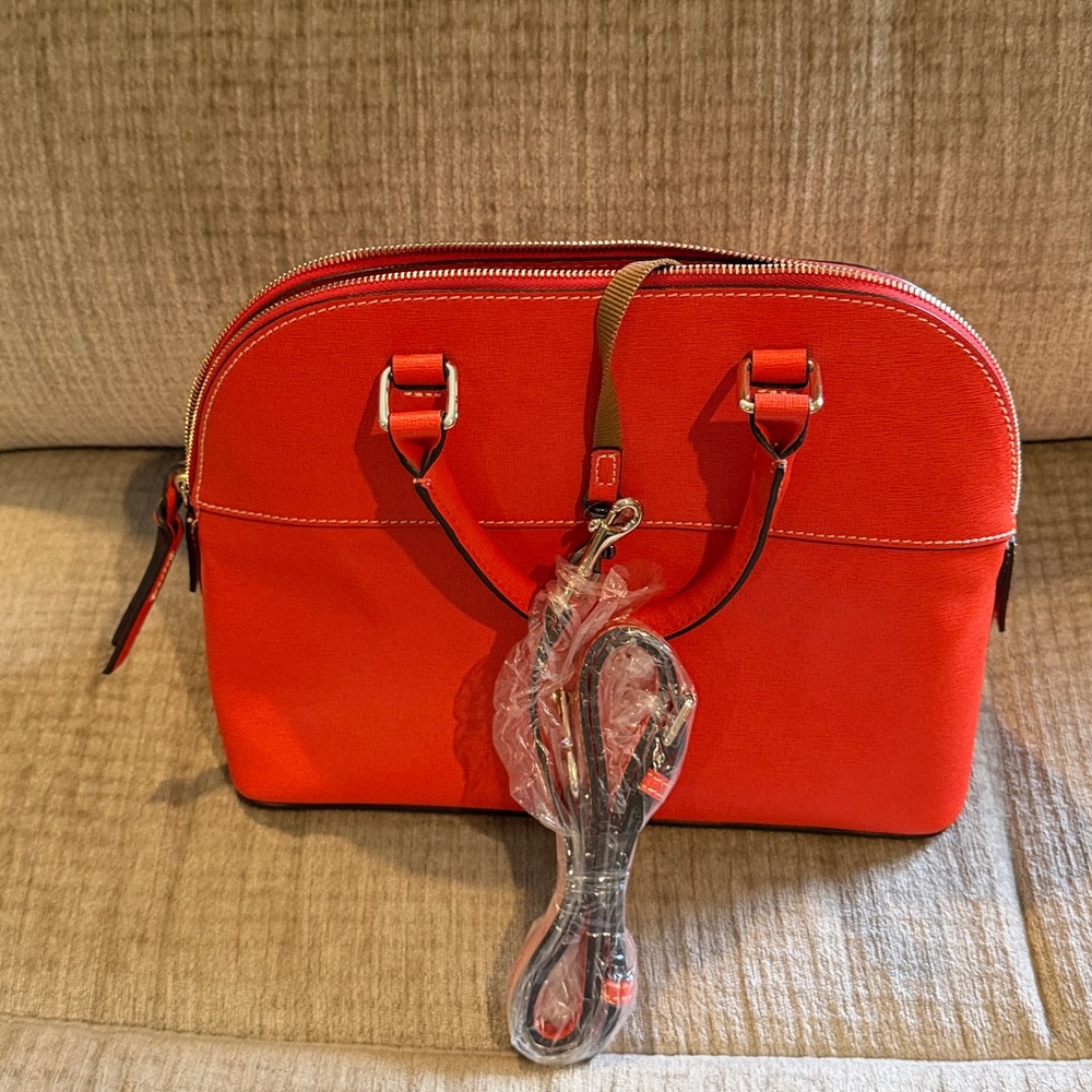 Dooney & Bourke Bold Orange domed Satchel with detachable strap 10 x 12 - Picture 7 of 11